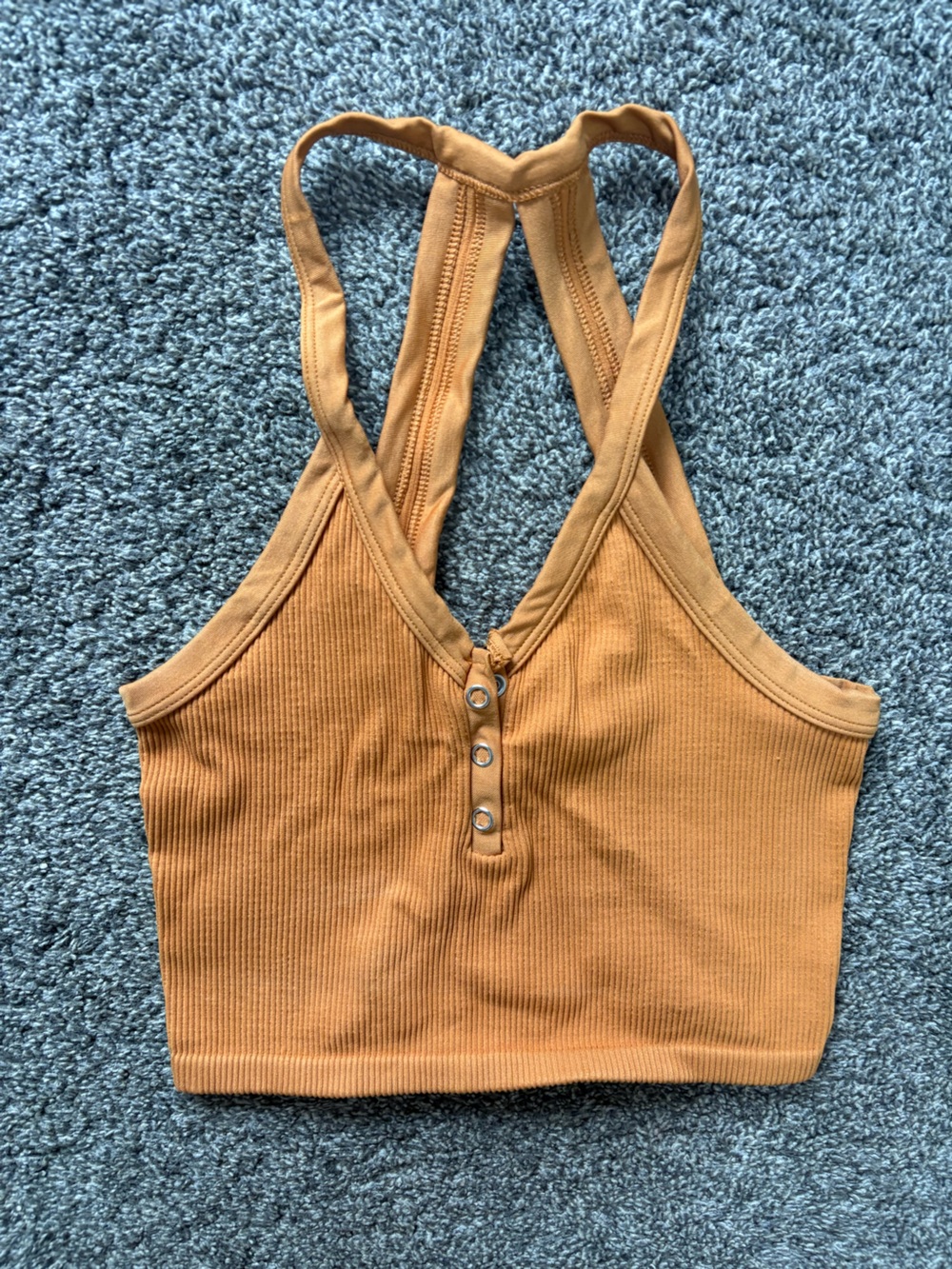 Free People Movement Ribbed Cropped Tank Top with Button Front